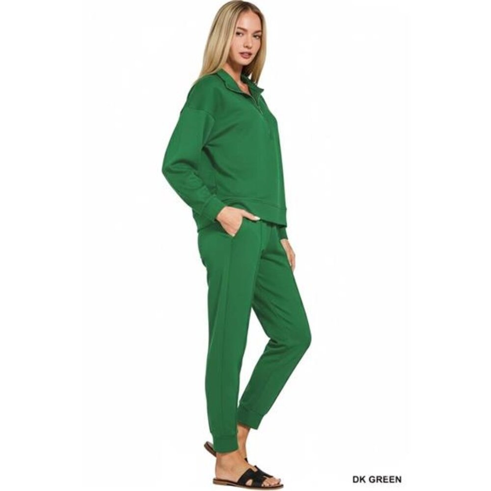 Zenana Scuba Half Zip‎ Pullover and Jogger Set